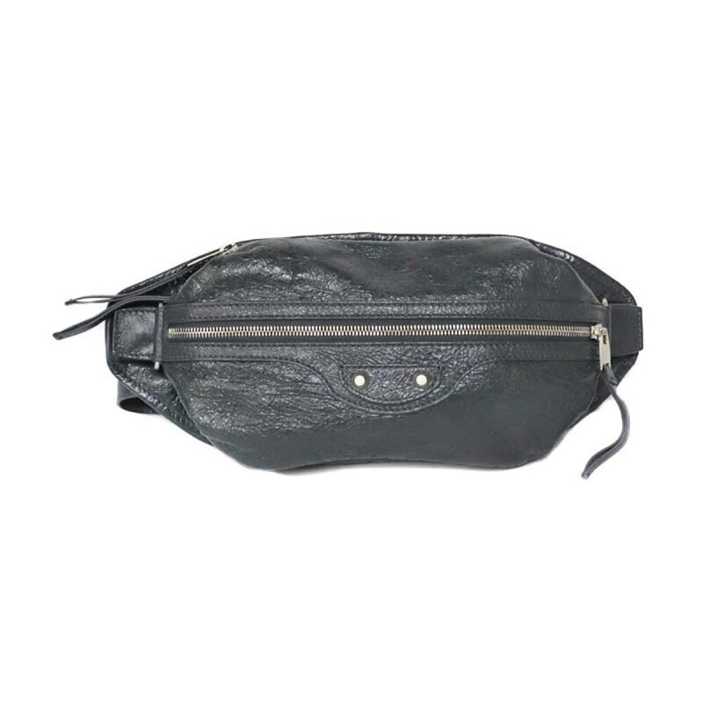 BALENCIAGA Neo Rift Lambskin Sling Bag Body Bum Crossbody Belt Gray Leather